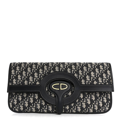 Christian Dior Oblique Fold Over Clutch Blue