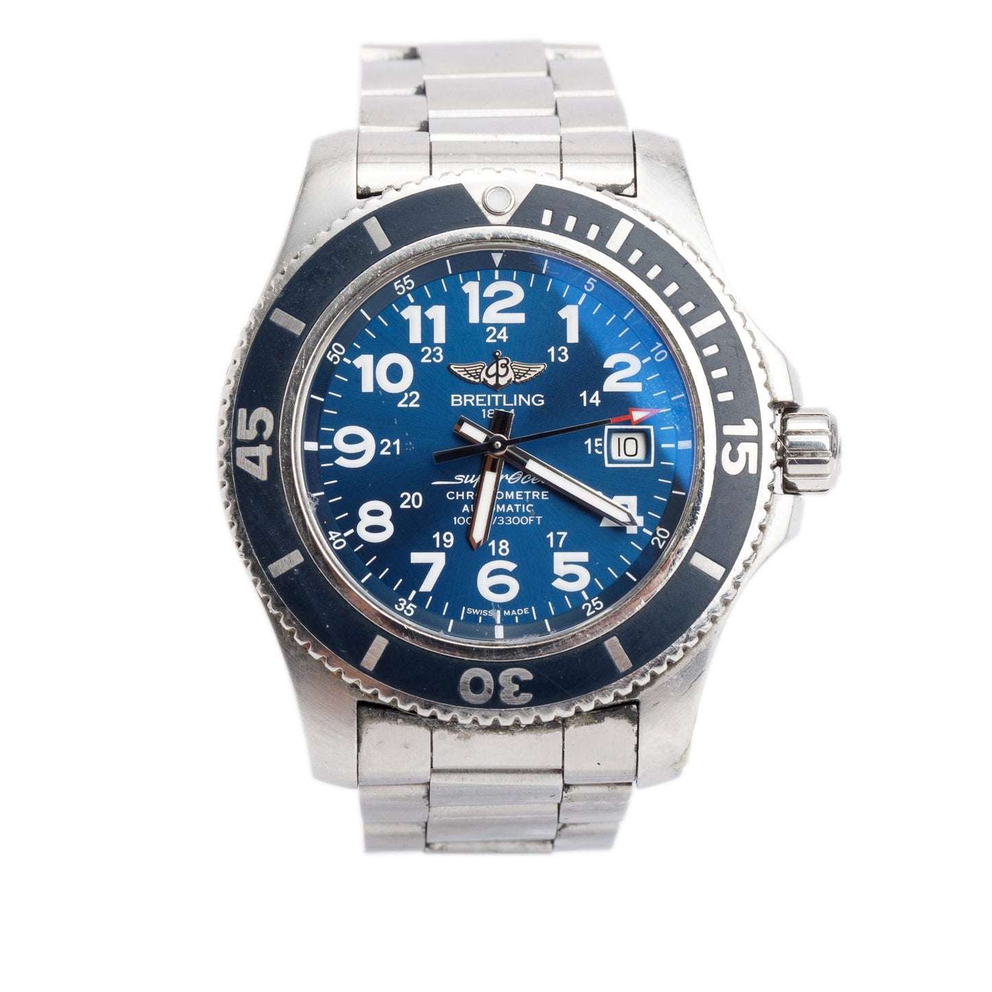 Breitling Stainless Steel Superocean II 44 MM Automatic Watch Blue Dial A17392