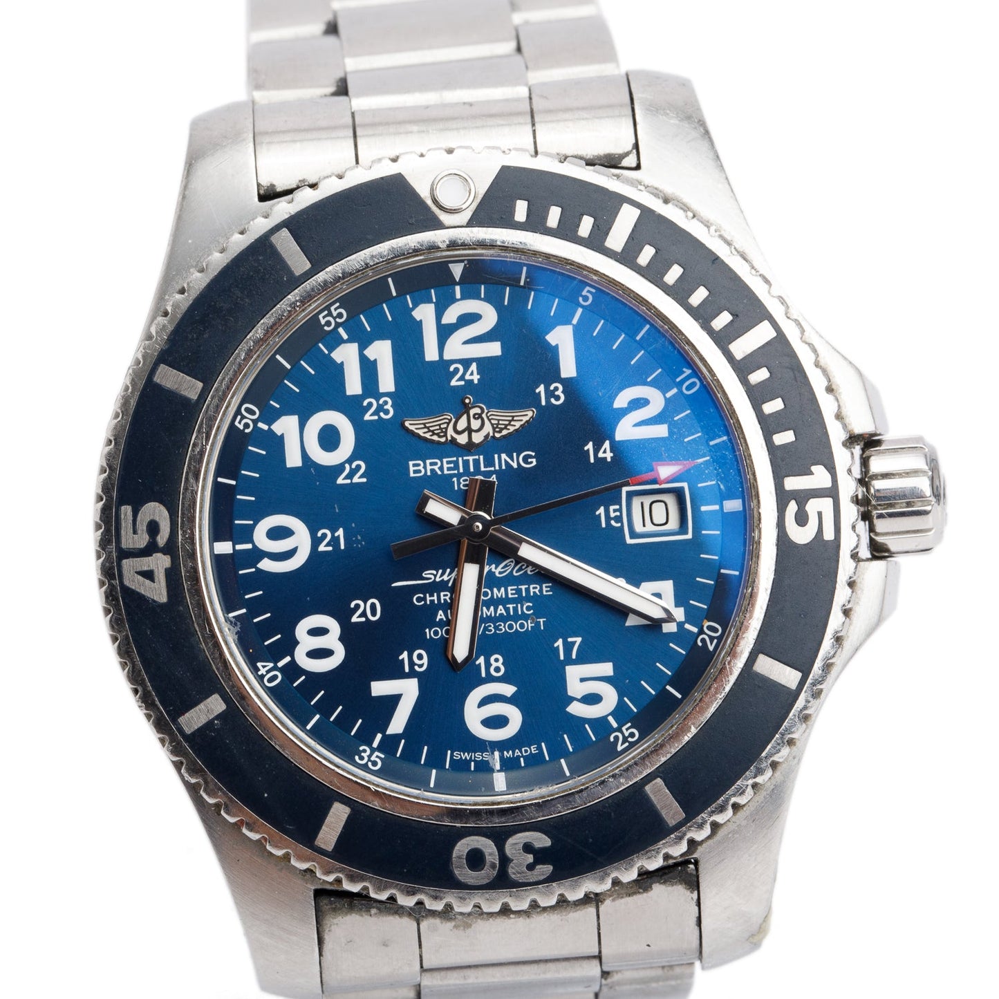 Breitling Stainless Steel Superocean II 44 MM Automatic Watch Blue Dial A17392