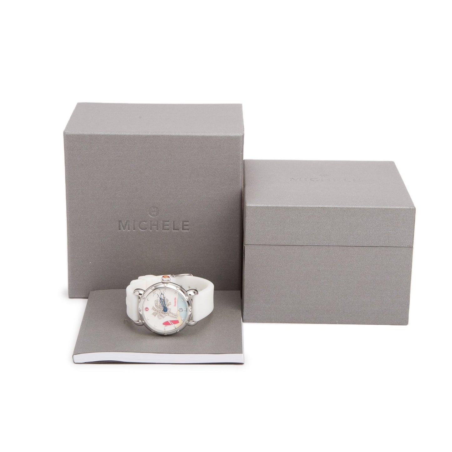 Michele Limited Edition Stainless Steel Diamond Bezel Seaside Palm Tree 36 MM Quartz Watch Diamond Dial w/ Box & Papers