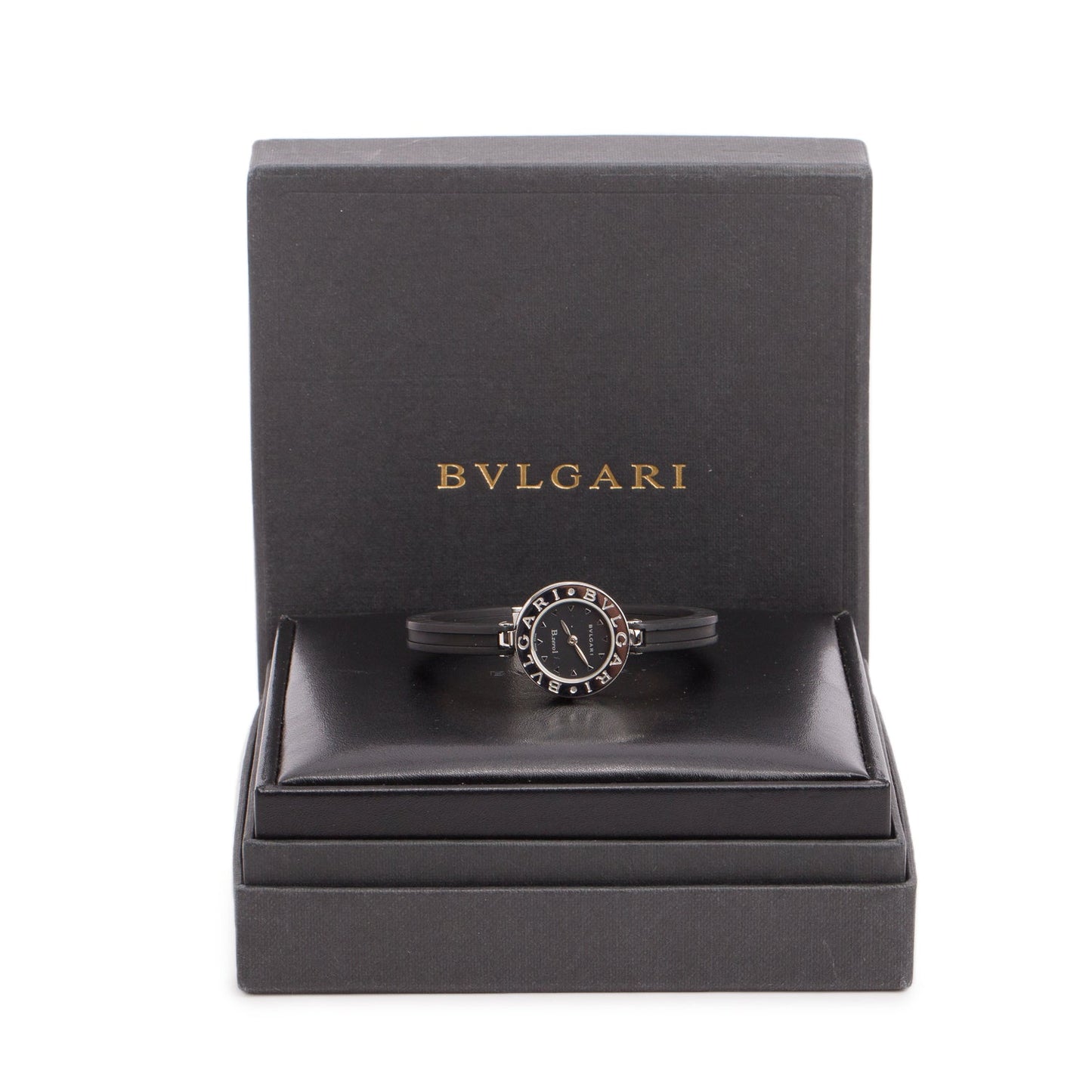 BVLGARI Stainless Steel & Black Ceramic B.Zero1 22 MM Quartz Watch Black Dial