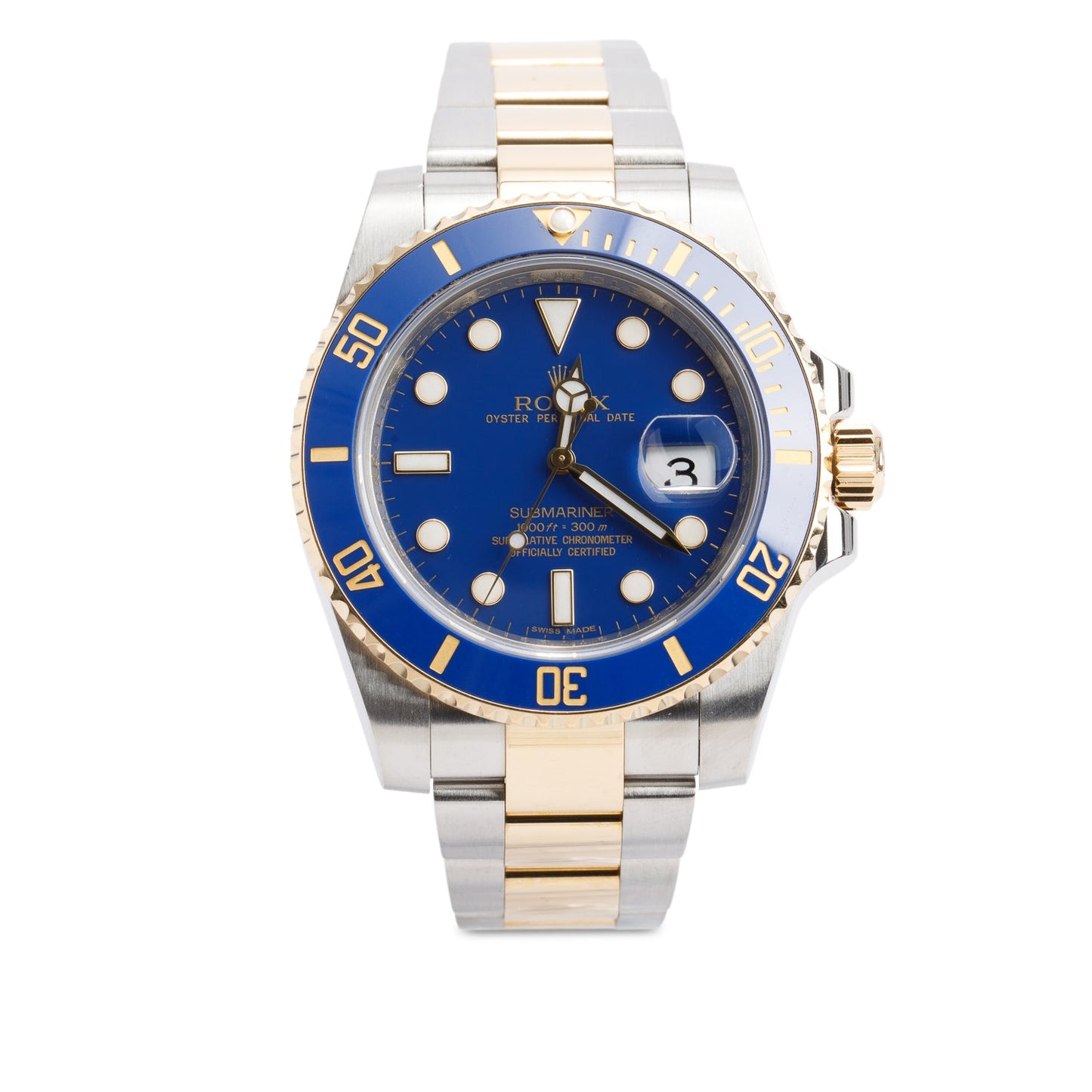 Rolex Stainless Steel & 18k Yellow Gold Submariner Date 40 MM Automatic Watch Blue Dial 116613LB w/ Box & Papers