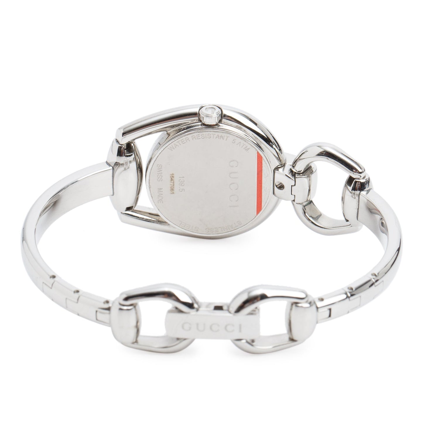Gucci Stainless Steel Diamond Bezel 139.5 Horsebit 28 MM Quartz Watch Mother of Pearl Dial w/ Box