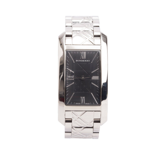 Burberry Stainless Steel BU1098 Heritage Quartz Watch Black Dial w/ Box