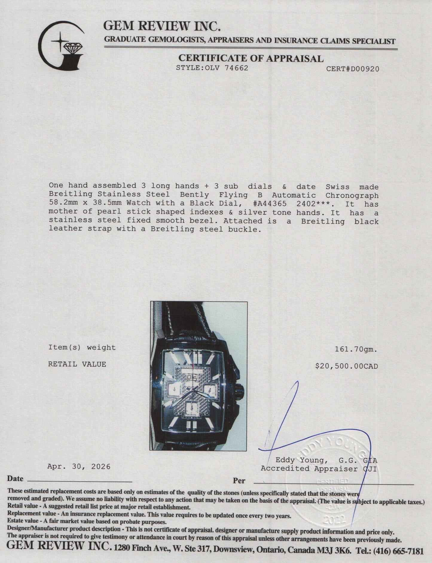 Breitling Stainless Steel Bently Flying B Automatic Chronograph Watch Black Dial A44365 w/ Box & Papers