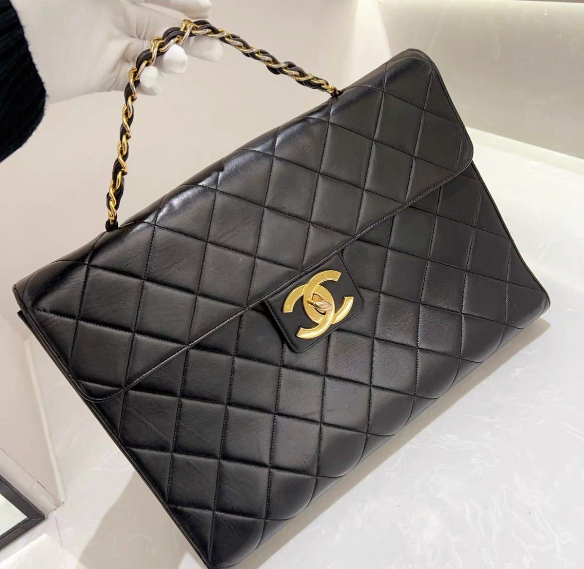 Chanel Rare Gold Top Handle Business Portfolio Briefcase