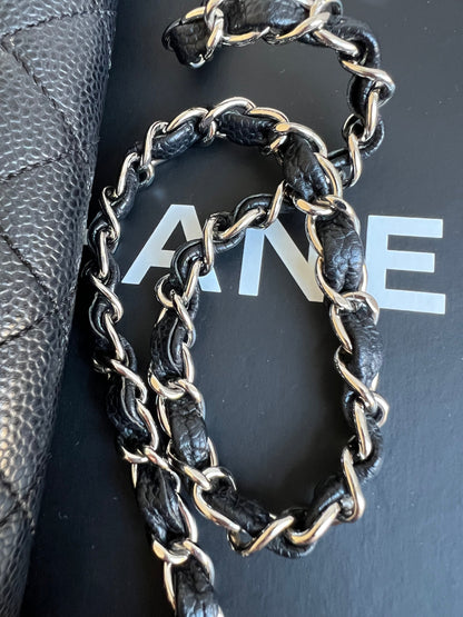 Chanel East West Flap in Black Caviar Silver Hardware