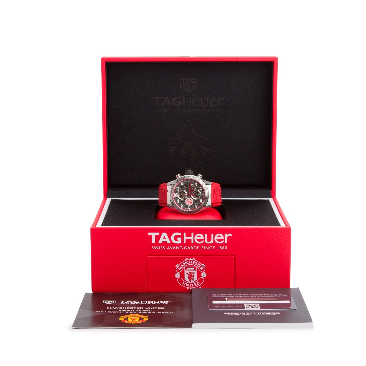 Tag Heuer Limited Edition Stainless Steel Carrera Manchester United 43 MM Automatic Chronograph Watch Grey Skeleton Dial CAR201M w/ Box & Papers