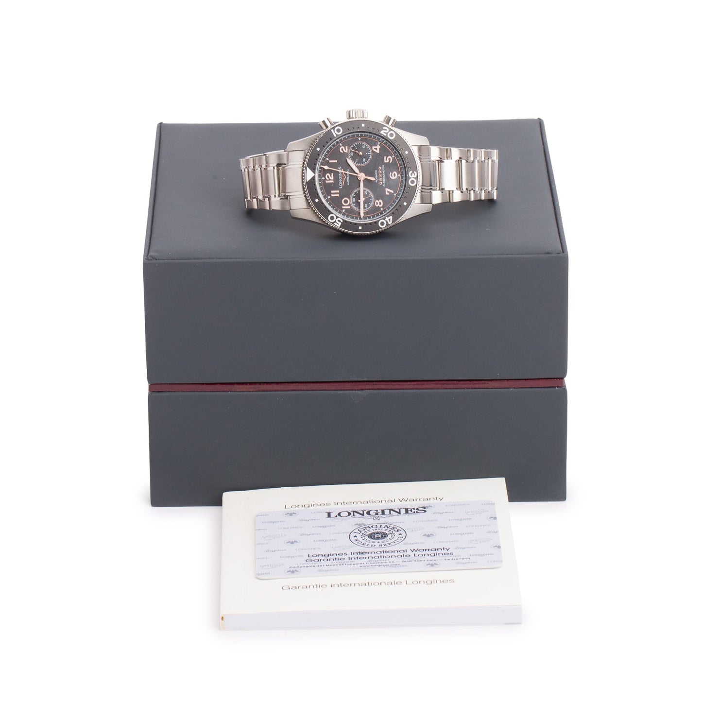 Longines Stainless Steel Spirit Flyback 42 MM Chronograph Automatic Watch Sunray Black Dial w /Box & Papers