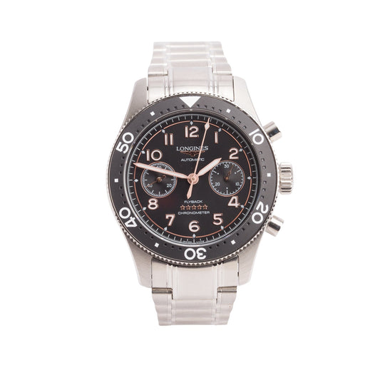 Longines Stainless Steel Spirit Flyback 42 MM Chronograph Automatic Watch Sunray Black Dial w /Box & Papers
