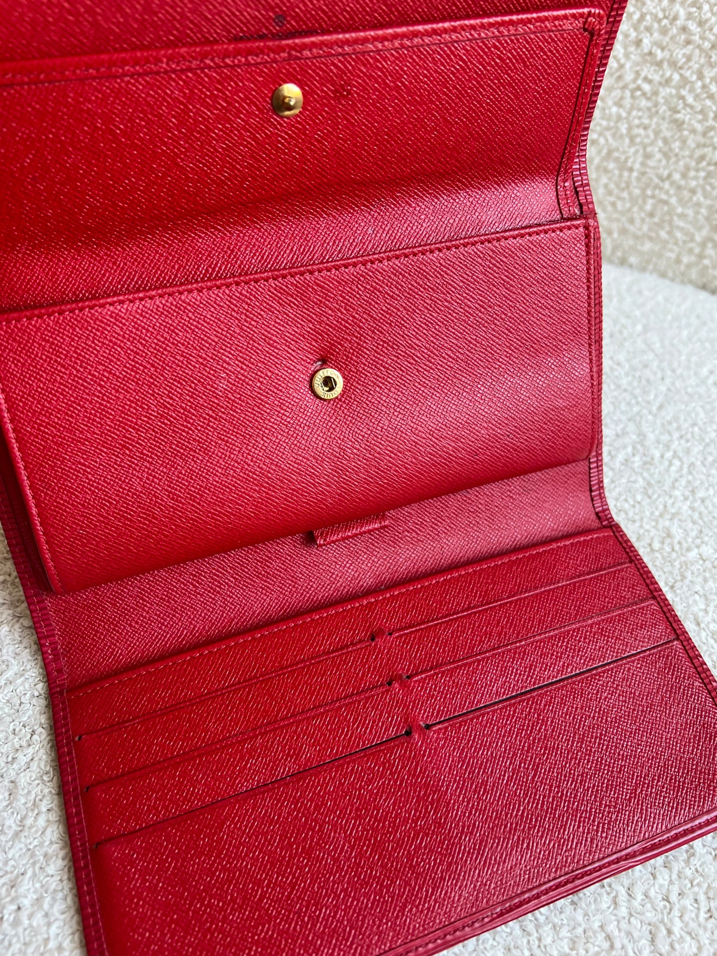 Louis Vuitton Sarah Continental Flap Wallet in Red Epi
