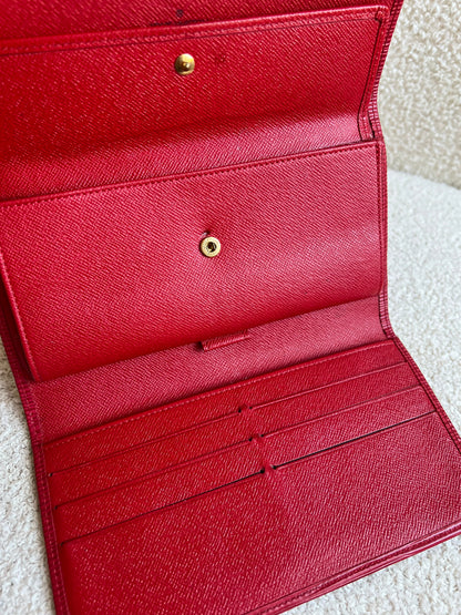 Louis Vuitton Sarah Continental Flap Wallet in Red Epi