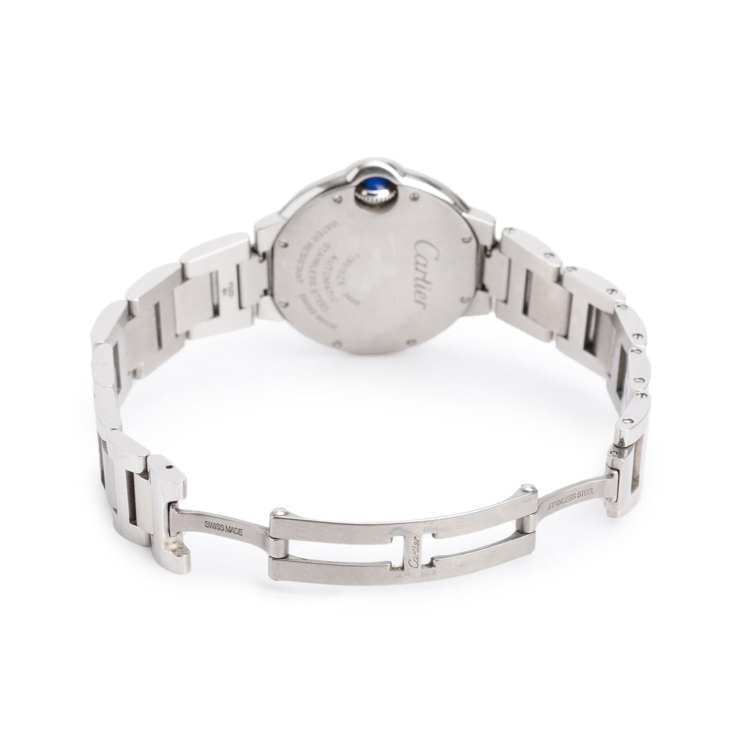 Cartier Stainless Steel Ballon Bleu de Cartier 33 MM Automatic Watch Silver Diamond Dial 3489