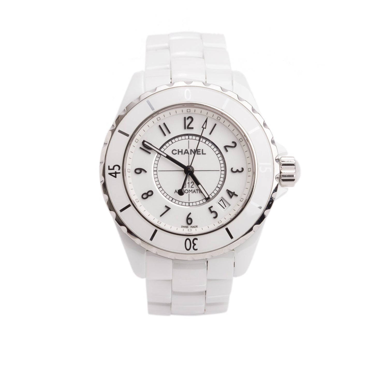 Chanel White Ceramic J12 Caliber 12.1 38 MM Automatic Watch H5700