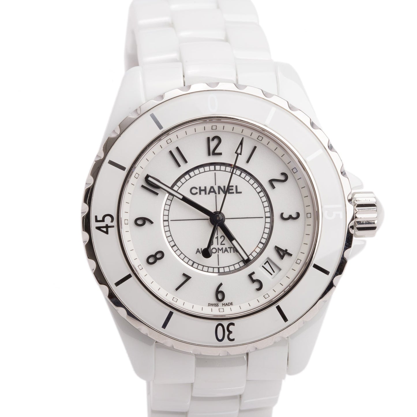 Chanel White Ceramic J12 Caliber 12.1 38 MM Automatic Watch H5700