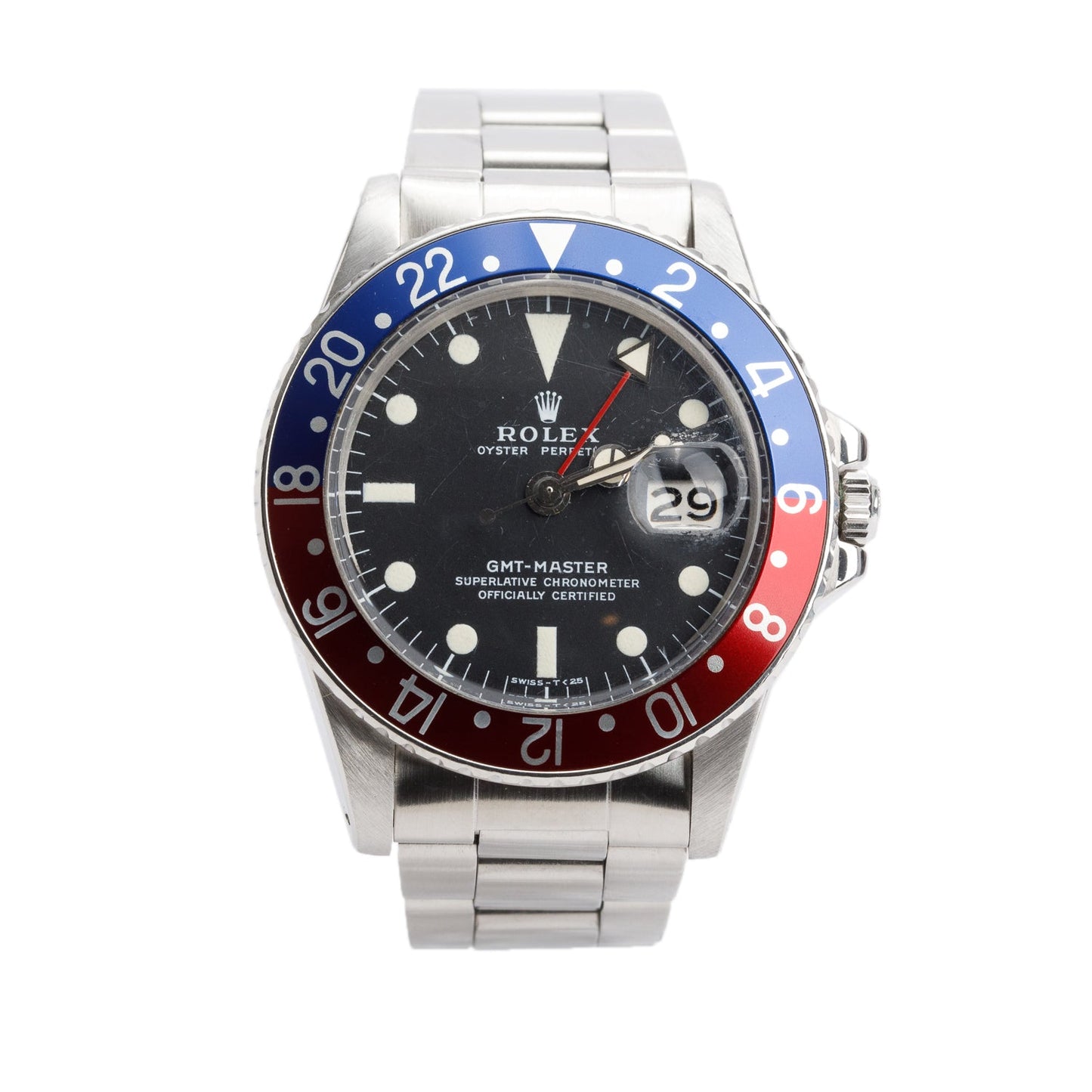 Rolex Vintage Stainless Steel GMT-Master Pepsi 40 MM Automatic Watch 1675/0A w/ Box & Papers