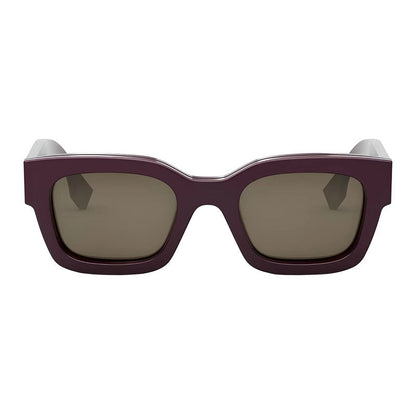 Fendi Sunglasses Square Full Rim, Red Frame and Brown Lens FE40119I69E
