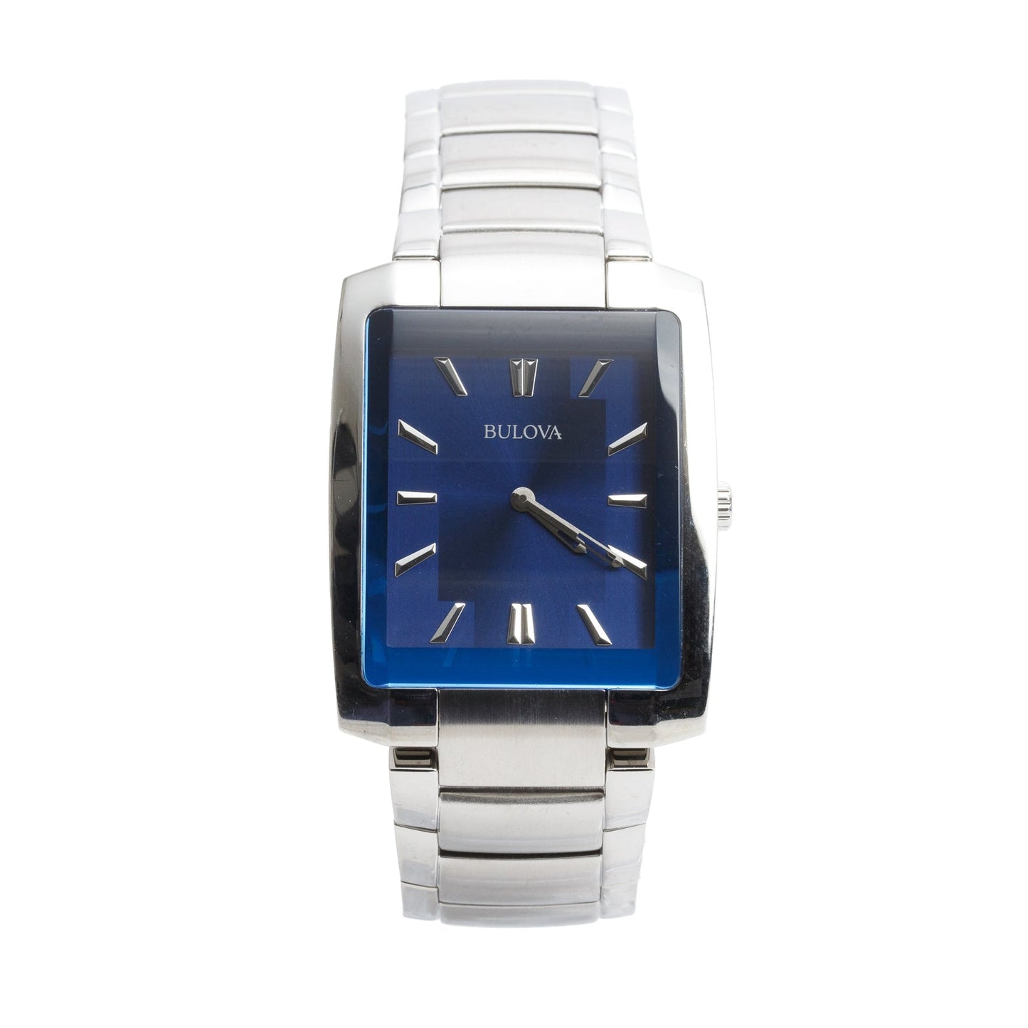 Bulova Stainless Steel Classic 35 MM Quartz Watch Blue Dial 96A169 w/ Box