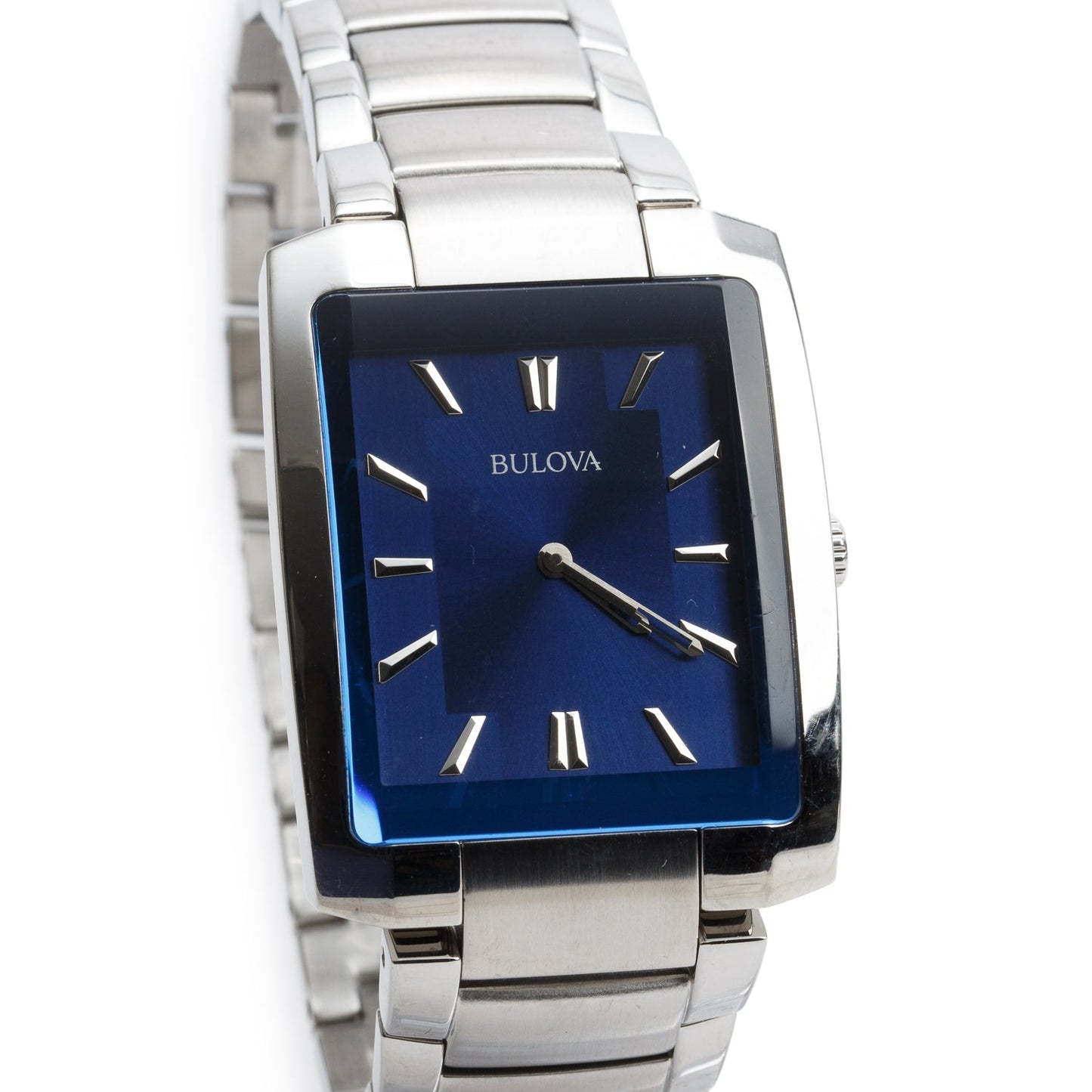 Bulova Stainless Steel Classic 35 MM Quartz Watch Blue Dial 96A169 w/ Box