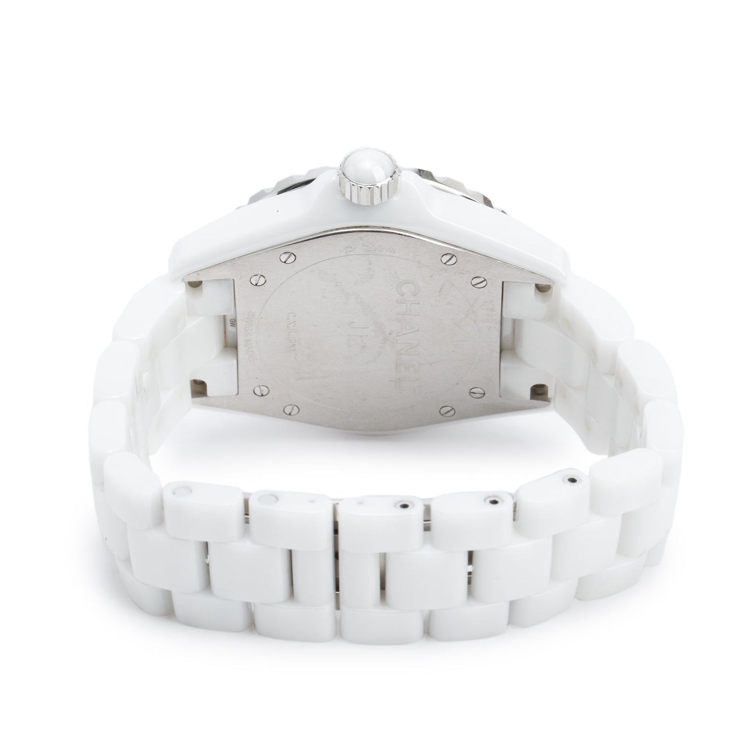 Chanel Stainless Steel & White Ceramic J12 39 MM Automatic Watch White Diamond Dial w/ Box & Papers
