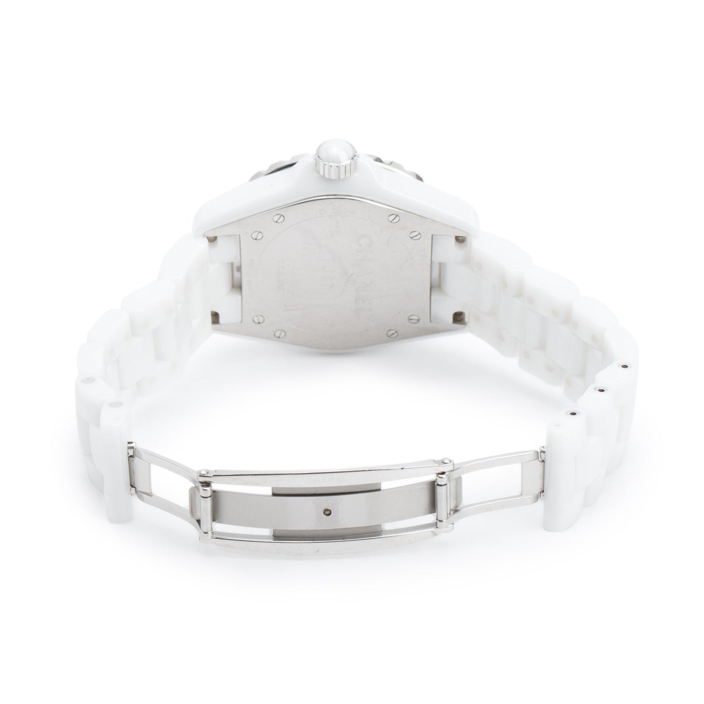 Chanel Stainless Steel & White Ceramic J12 39 MM Automatic Watch White Diamond Dial w/ Box & Papers