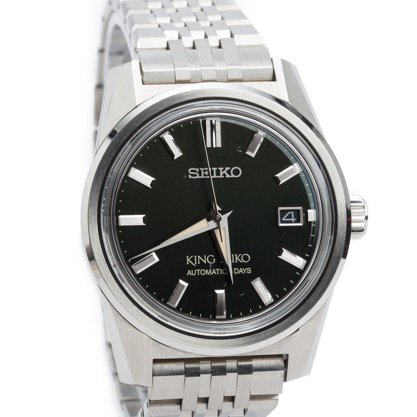 Seiko Stainless Steel King Seiko 38 MM Automatic Watch Olive Green Dial SPB391J1 w/ Box