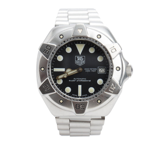 Tag Heuer Stainless Steel Super Professional 43 MM Automatic Watch Black Dial WS2110-3 w/ Box & Papers