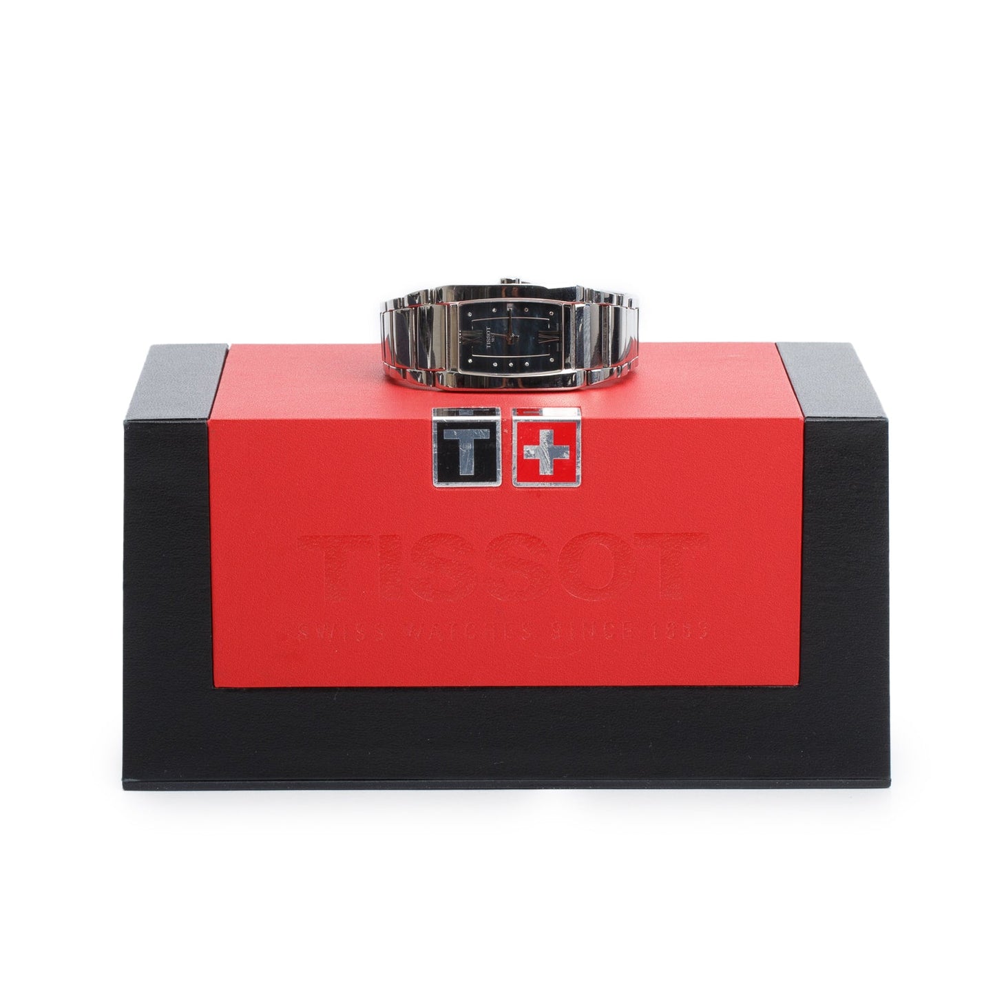 Tissot Stainless Steel Generosi-T Quartz Watch Diamond Black Mother of Pearl Dial w/ Box & Papers