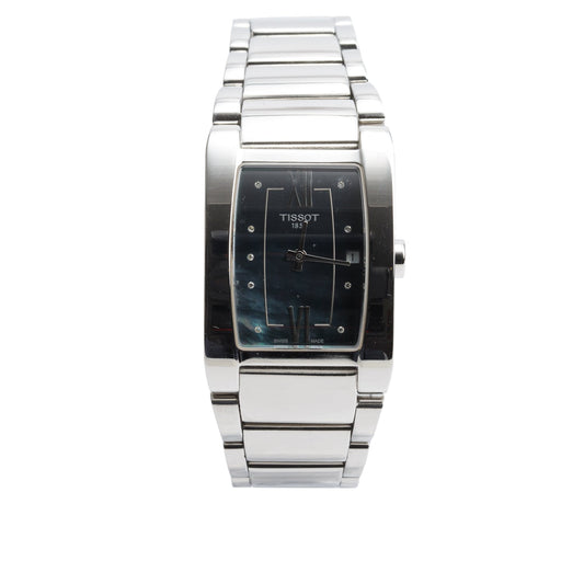 Tissot Stainless Steel Generosi-T Quartz Watch Diamond Black Mother of Pearl Dial w/ Box & Papers