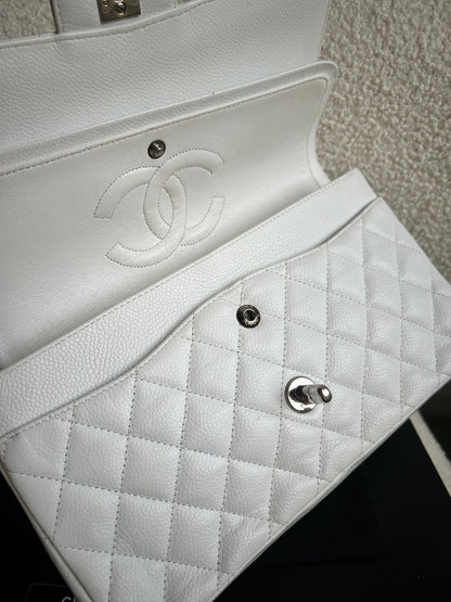 Chanel Medium Classic Flap in White Caviar (RRP £9090)