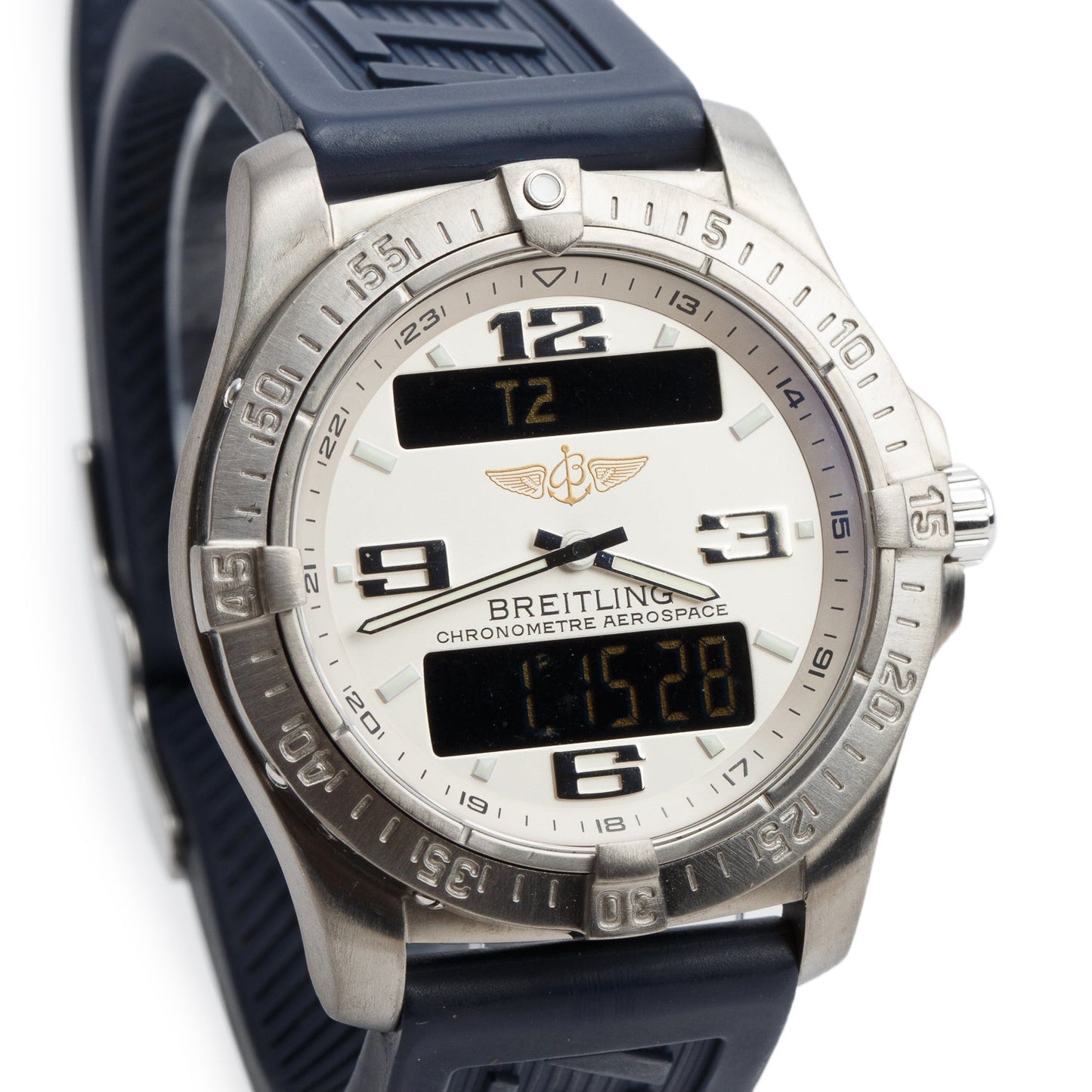 Breitling Titanium Aerospace Avantage 42 MM Analog Digital Quartz Watch Silver Dial E79362