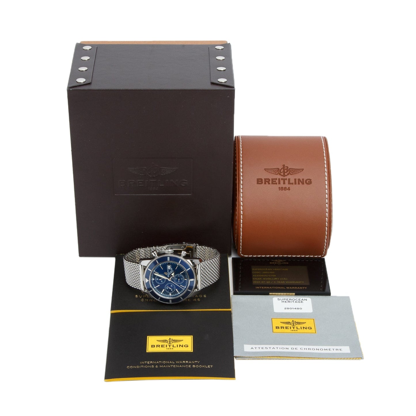 Breitling Stainless Steel Superocean Heritage 46 MM Automatic Chronograph Watch Blue Dial A13320 w/ Box & Papers