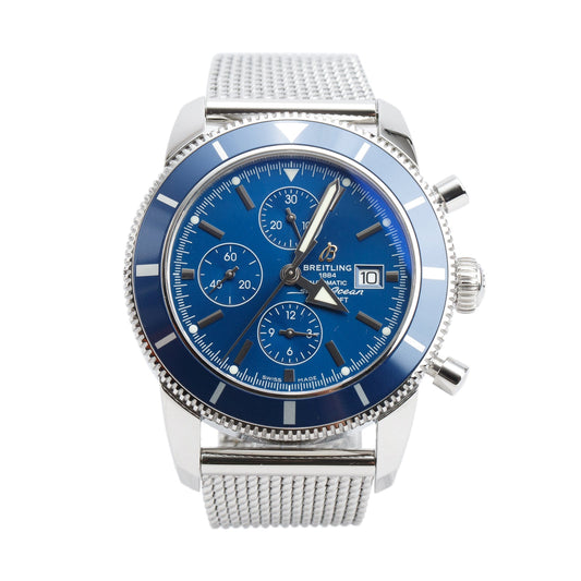 Breitling Stainless Steel Superocean Heritage 46 MM Automatic Chronograph Watch Blue Dial A13320 w/ Box & Papers