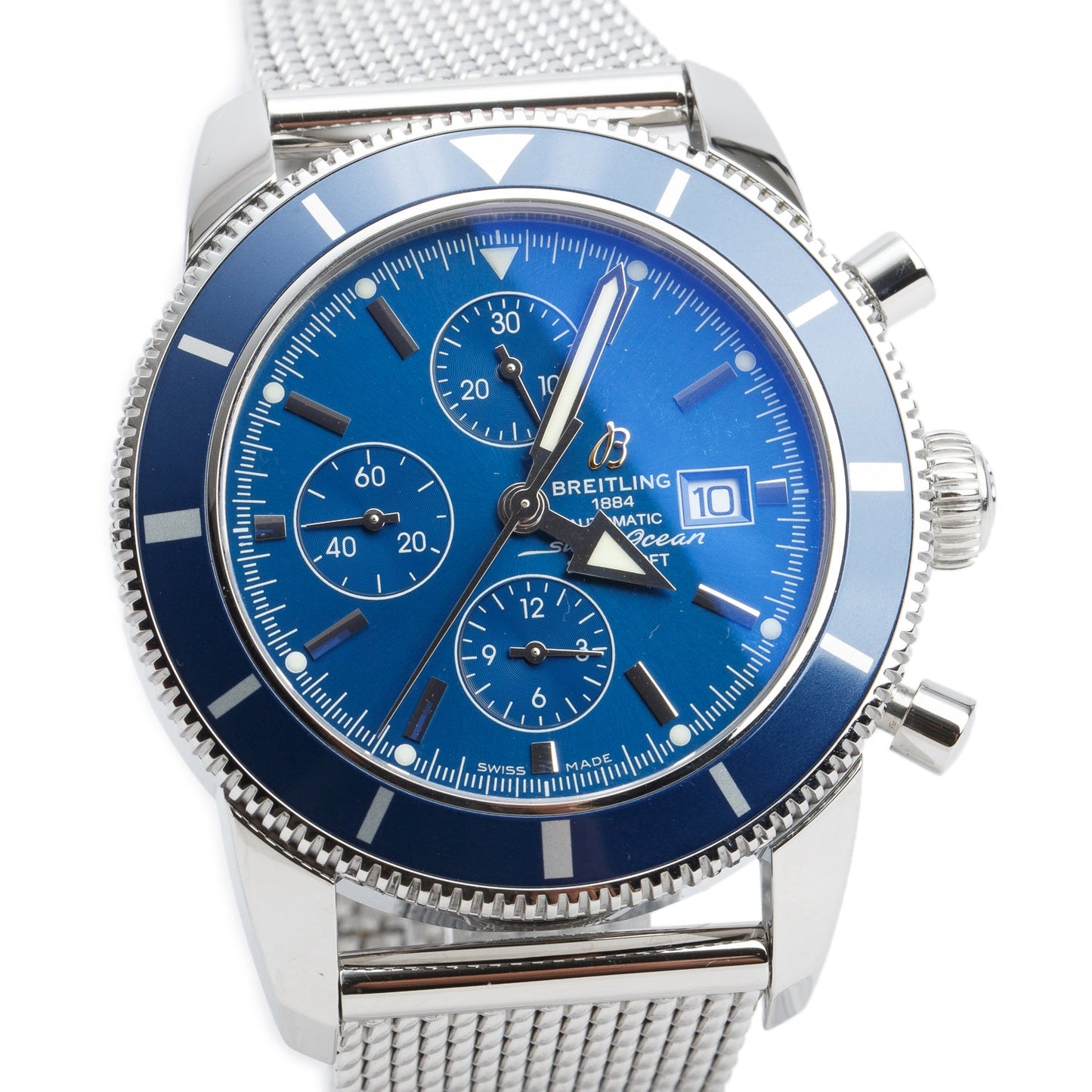 Breitling Stainless Steel Superocean Heritage 46 MM Automatic Chronograph Watch Blue Dial A13320 w/ Box & Papers