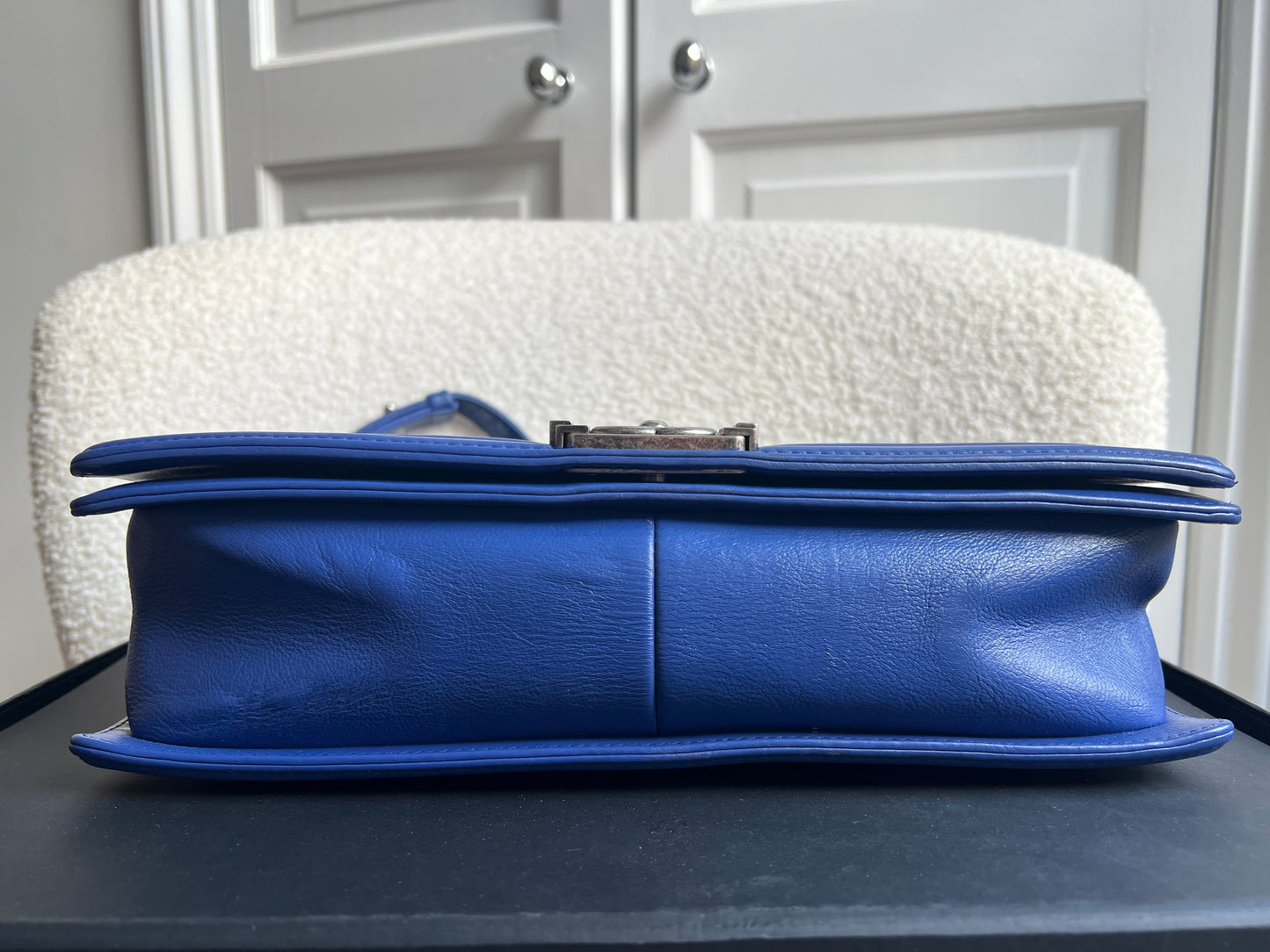 Chanel Blue Lambskin Large Boy Bag