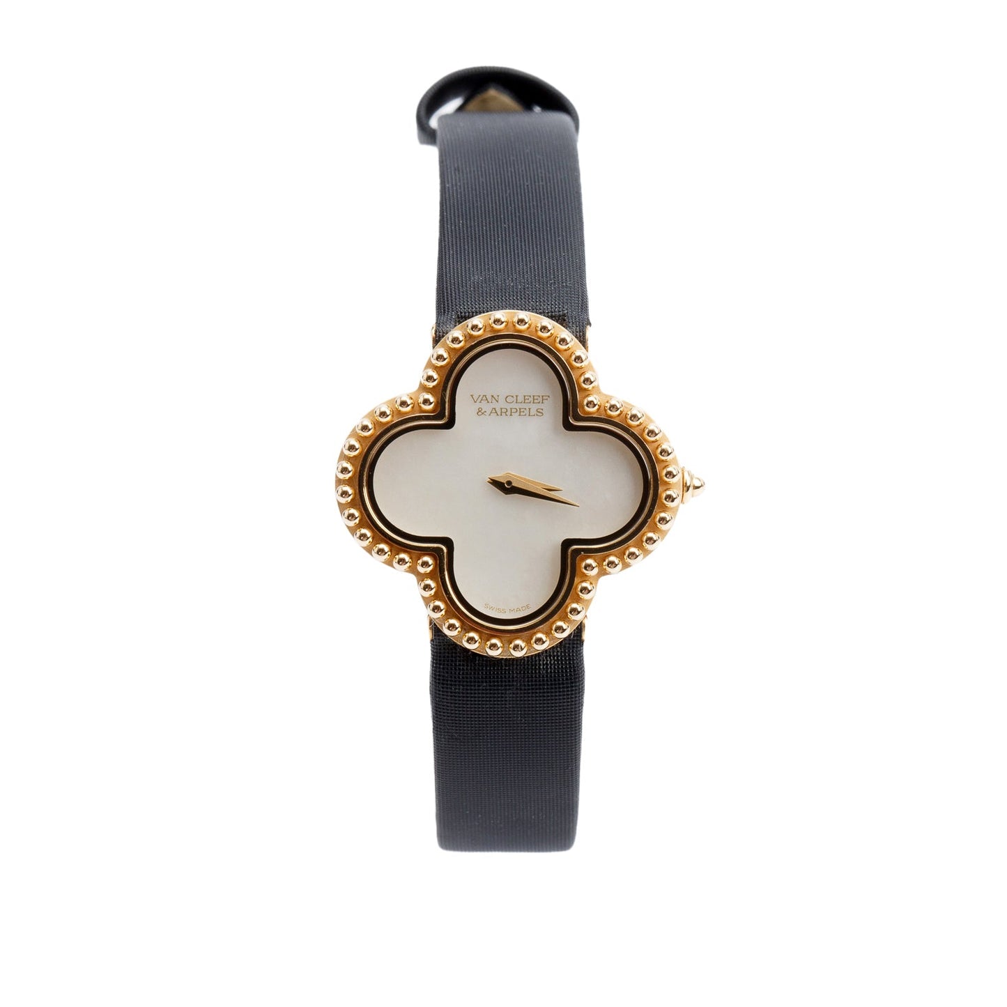 Van Cleef & Arpels 2022 18k Yellow Gold Alhambra 26 MM Quartz Watch, Small Model Mother of Pearl Dial w/ Box & Certificate