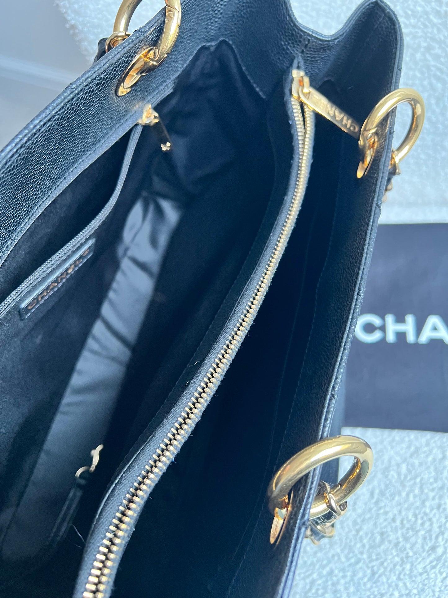 Chanel Black Caviar Grand Shopper Tote Gold Hardware (GST)