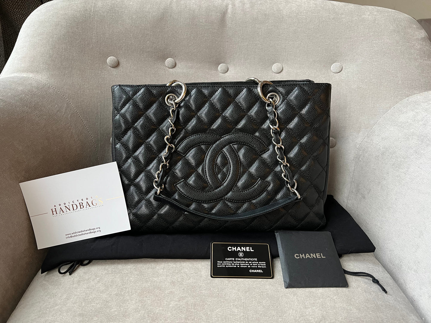 Chanel Caviar Black Silver Tote