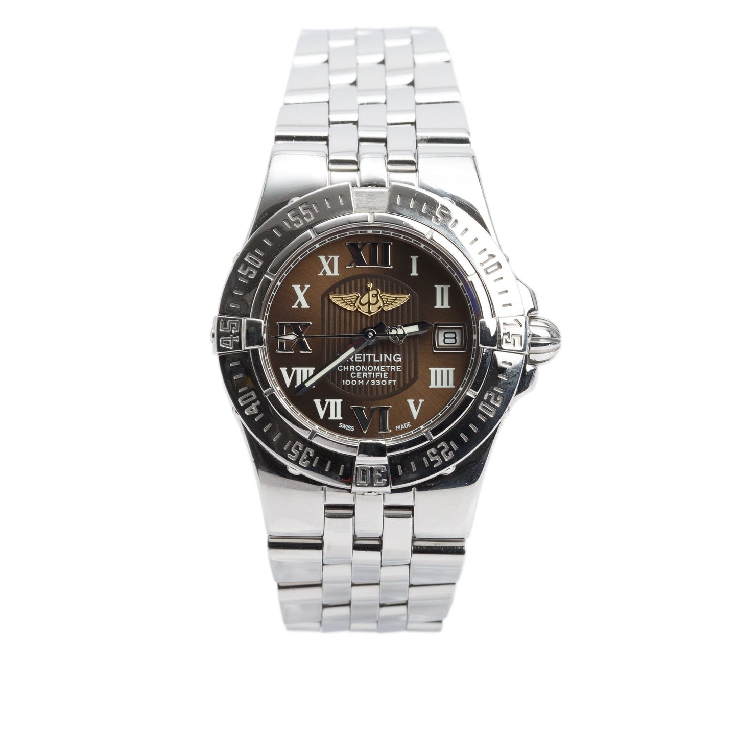 Breitling Stainless Steel Starliner 30 MM Quartz Watch Brown Dial A71340