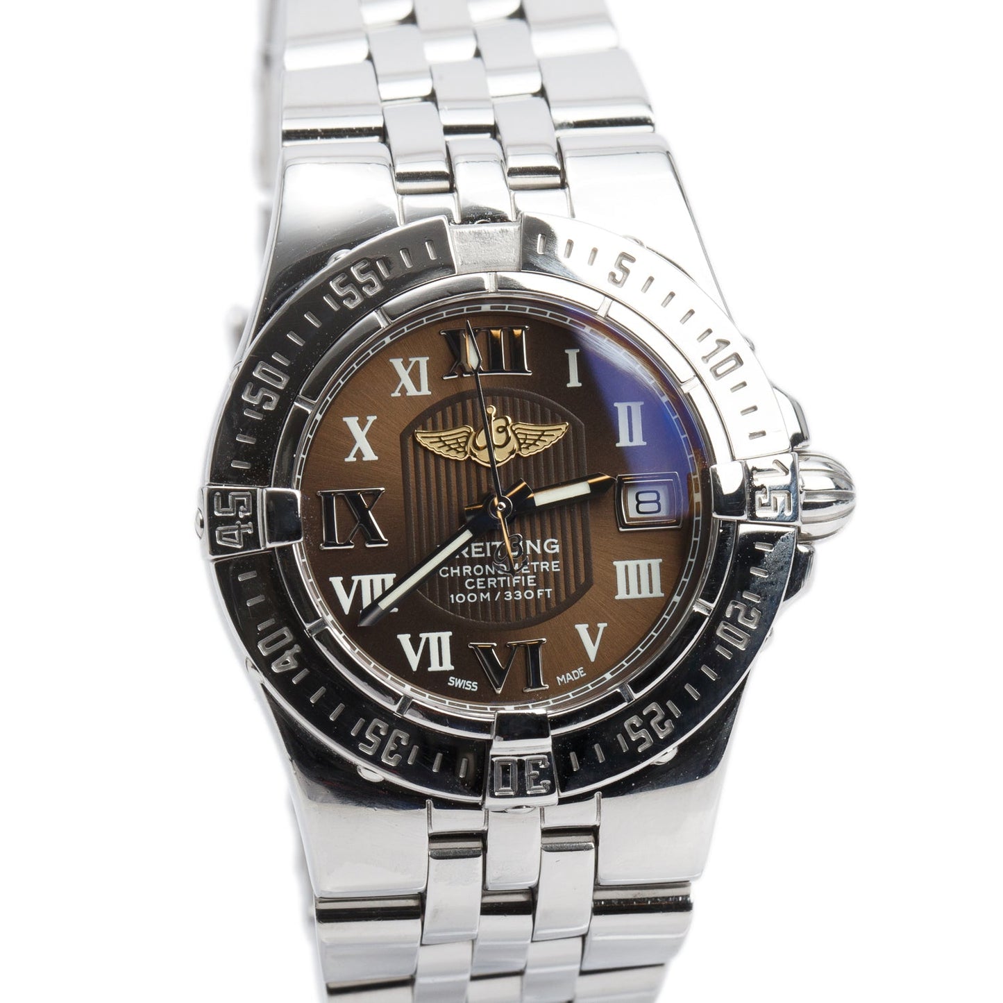 Breitling Stainless Steel Starliner 30 MM Quartz Watch Brown Dial A71340
