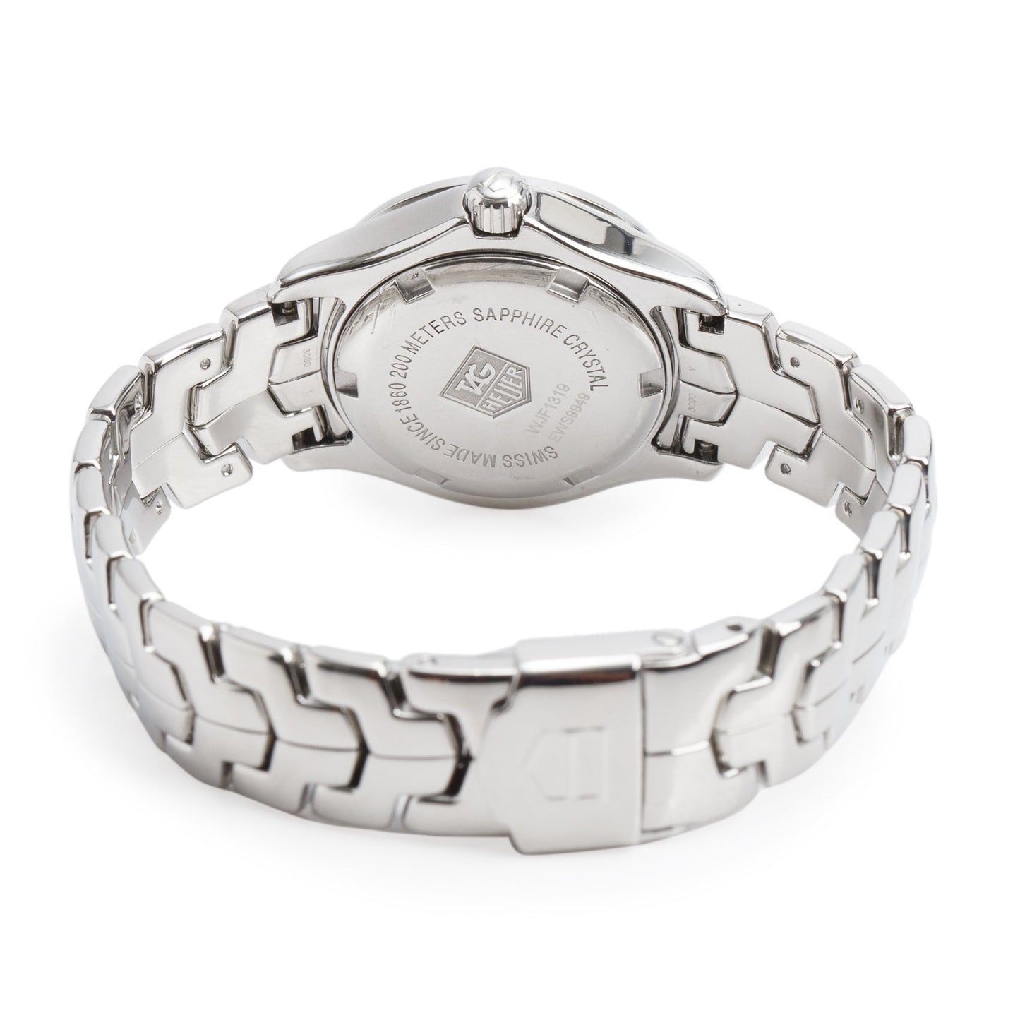 Tag Heuer Stainless Steel Diamond Bezel Link 27 MM Quartz Watch Mother of Pearl Diamond Dial WJF1319