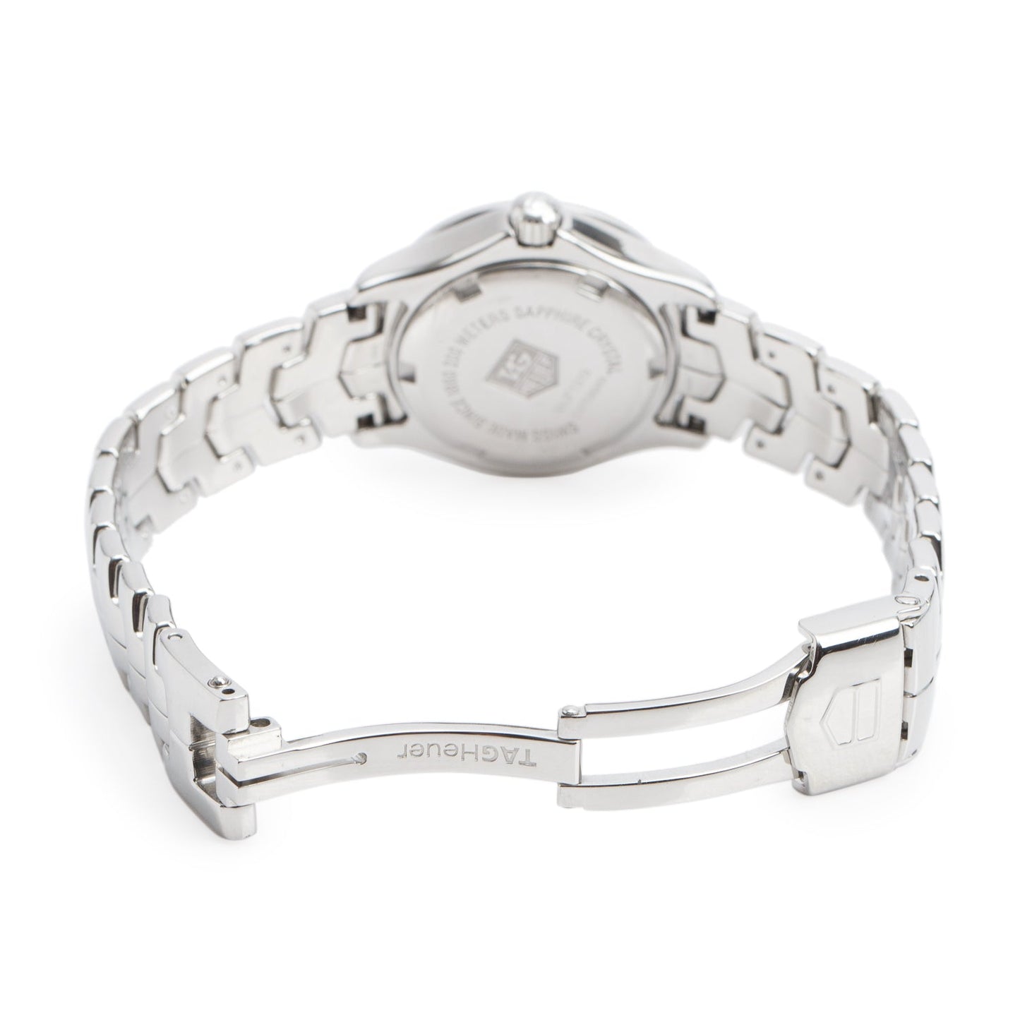 Tag Heuer Stainless Steel Diamond Bezel Link 27 MM Quartz Watch Mother of Pearl Diamond Dial WJF1319