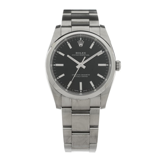 Stainless Steel 34mm Oyster Perpetual Watch Black 114200