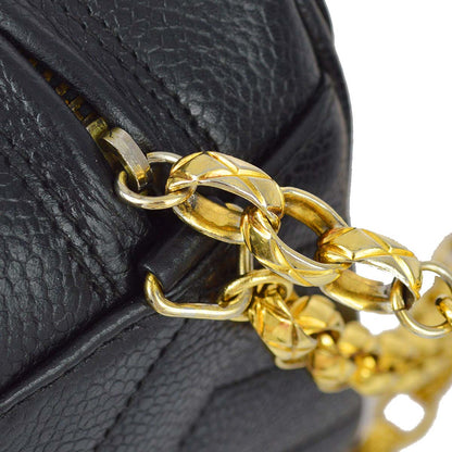 Chanel Black Caviar Skin V Stitch Camera Bag Mini