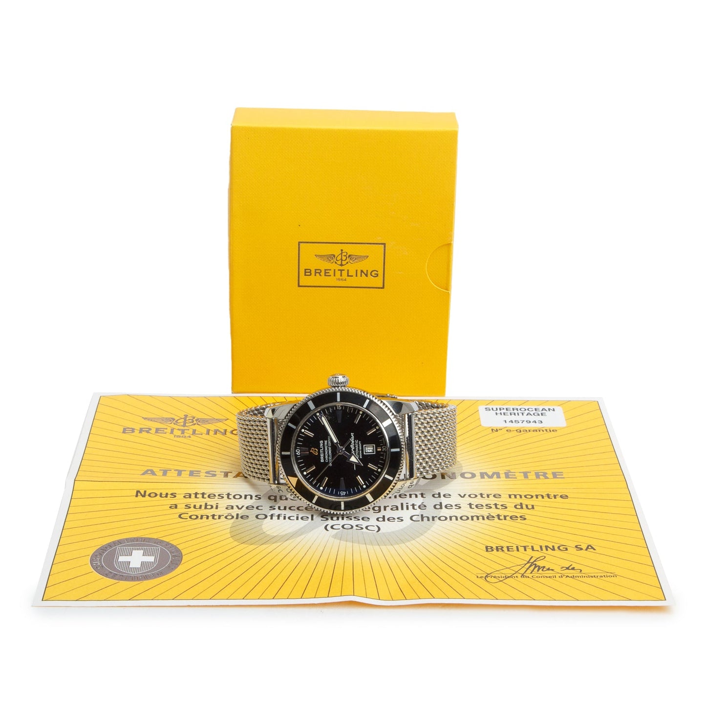 Breitling Stainless Steel Superocean Heritage 46 MM Automatic Watch Black Dial A17320 w/ Papers
