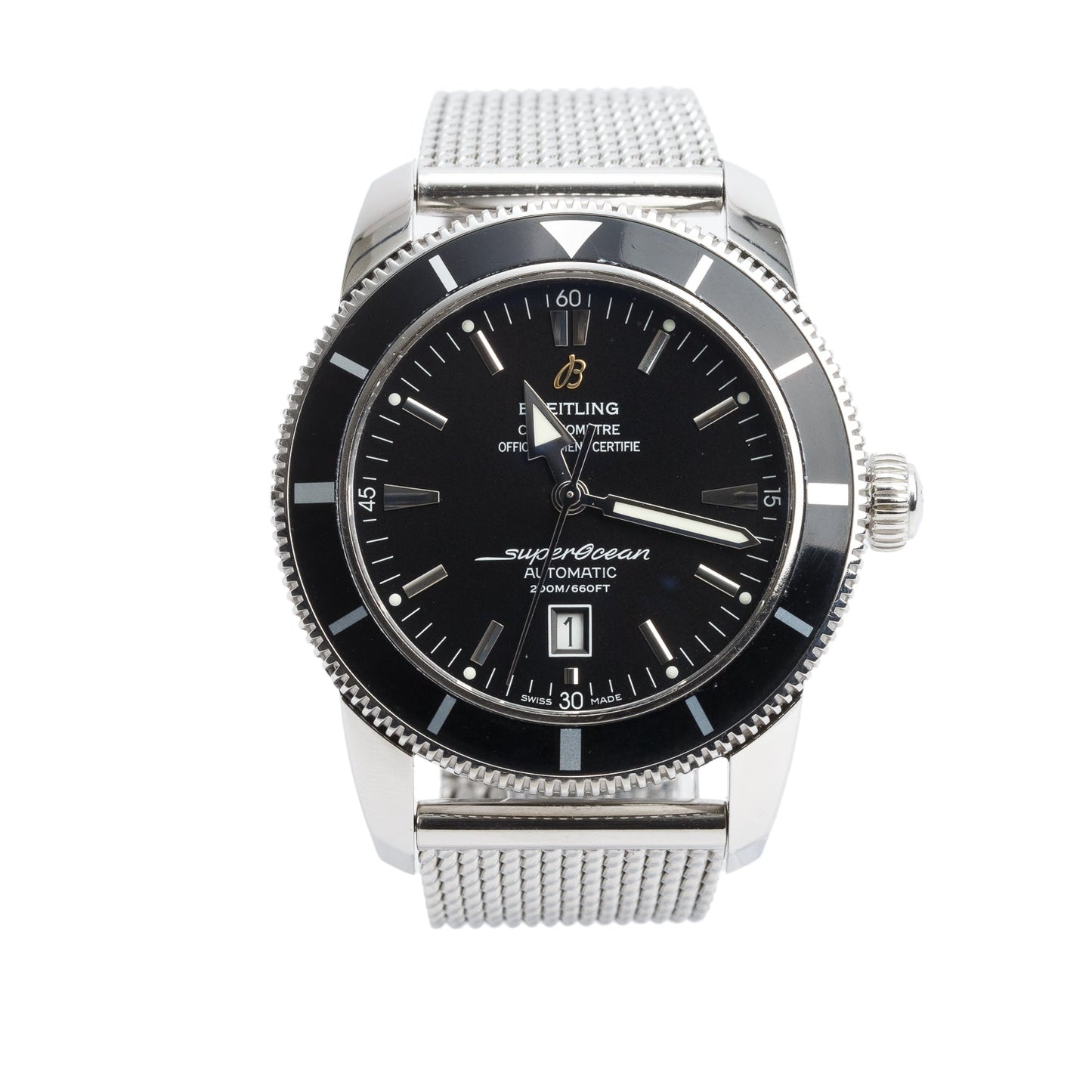 Breitling Stainless Steel Superocean Heritage 46 MM Automatic Watch Black Dial A17320 w/ Papers