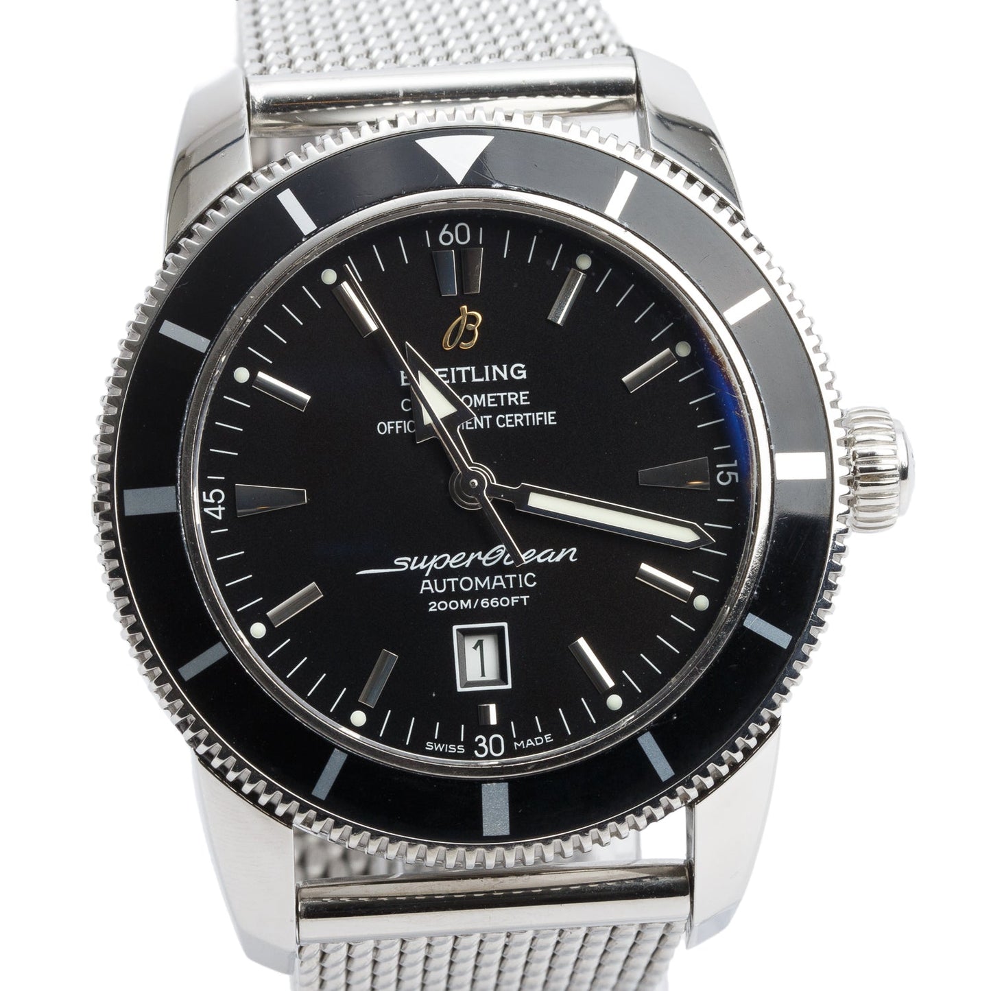 Breitling Stainless Steel Superocean Heritage 46 MM Automatic Watch Black Dial A17320 w/ Papers