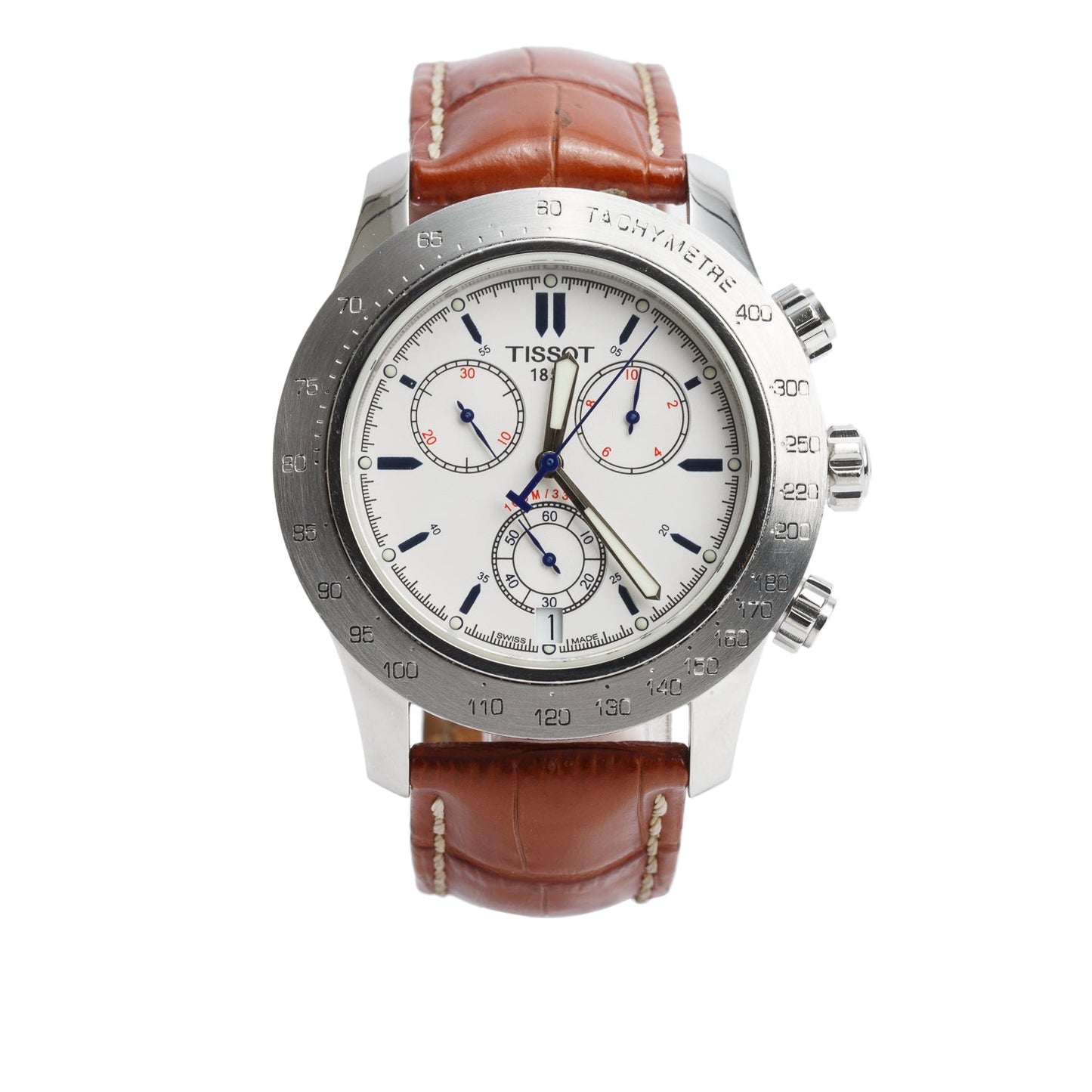 Tissot Stainless Steel V8 43 MM Quartz Chronograph Watch White Dial w/ Box