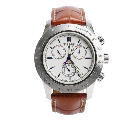 Tissot Stainless Steel V8 43 MM Quartz Chronograph Watch White Dial w/ Box