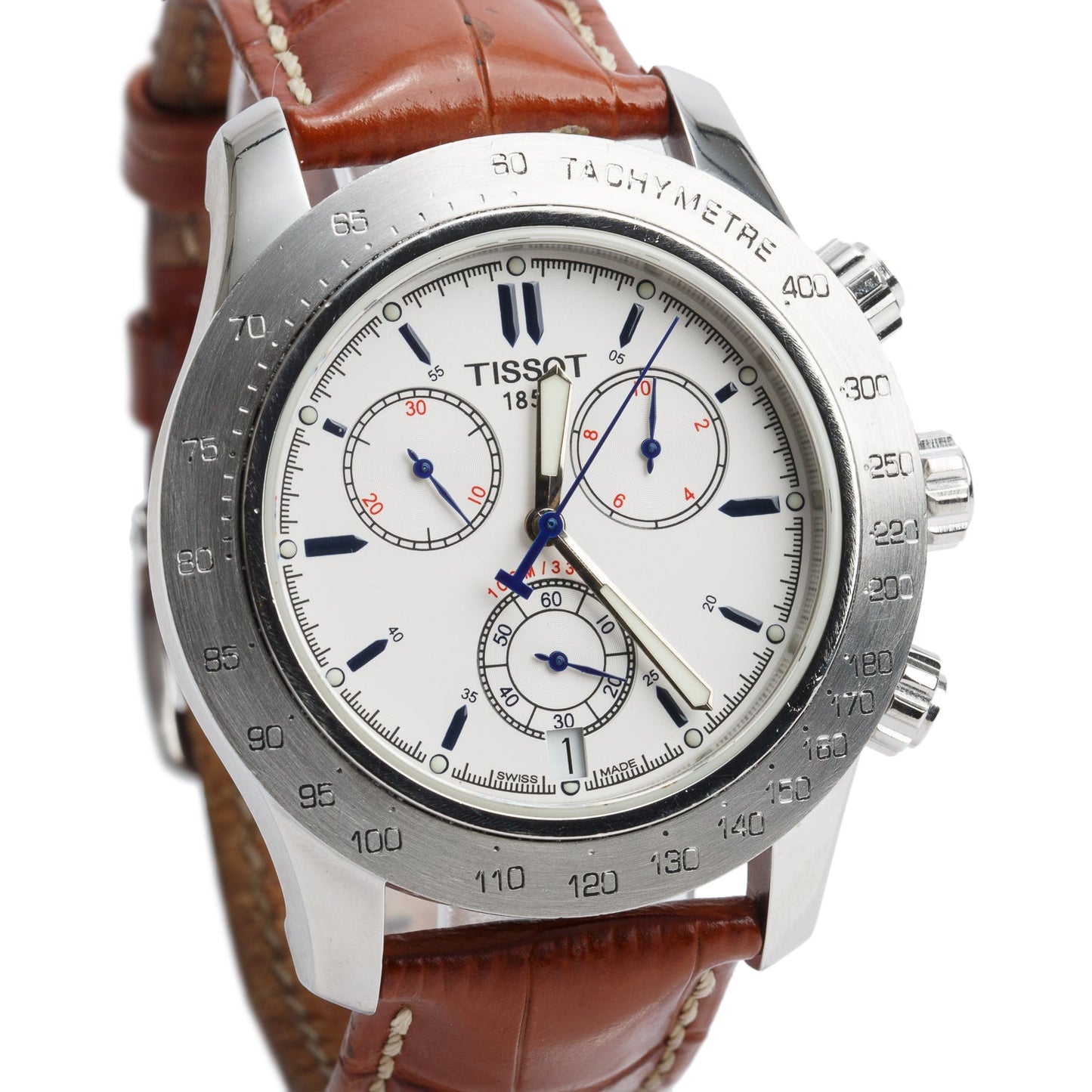 Tissot Stainless Steel V8 43 MM Quartz Chronograph Watch White Dial w/ Box
